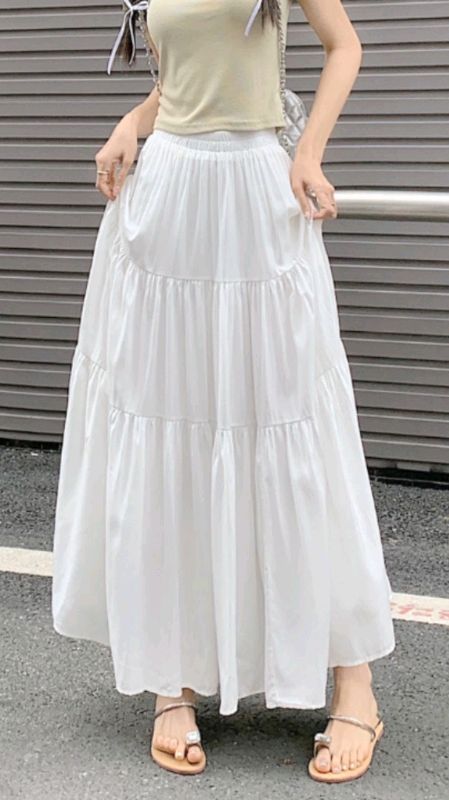 ♥️COD♥️Maxi Pleated dress for Women Korean High Waist A-line Styling Elastic Waist Casual Long Skirt