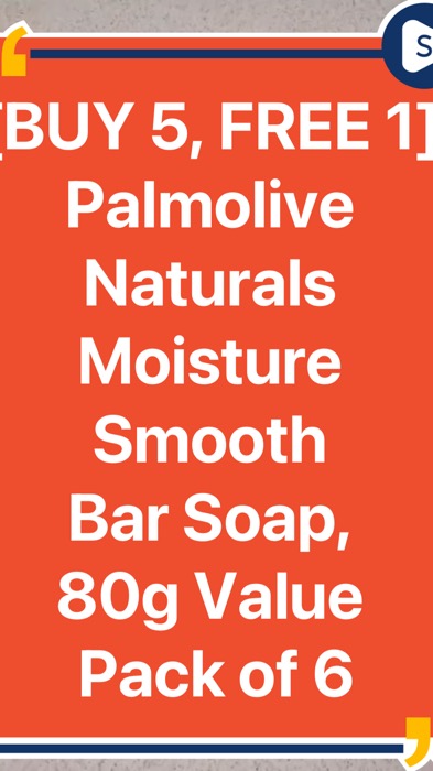 ￼[BUY 5, FREE 1] Palmolive Naturals Moisture Smooth Bar Soap, 80g Value Pack of 6#FreeCoinsInShopeeVideo #palmoliveSoapBar #foryou