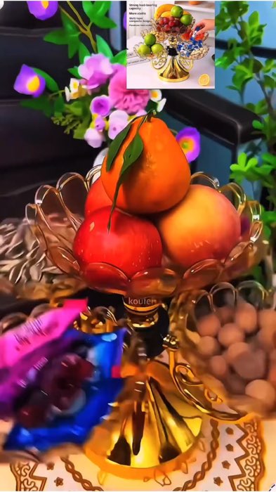 ￼Multi Layered Rotating High-End Crystal Fruit Basket Stand Lotus Leaf Fruit Bowl Tray Beautiful Gift#fyp #trending #shopee
