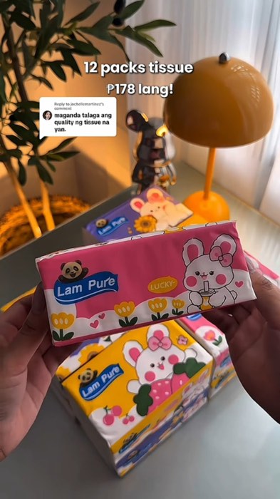 LamPure Facial Tissue Cute Rabbit Packaging 3 Colors 280 Sheets Luxury Comfort Tissue 170*140 MM Wood Pulp Paper Towels #lampure #facialtissue #tissue