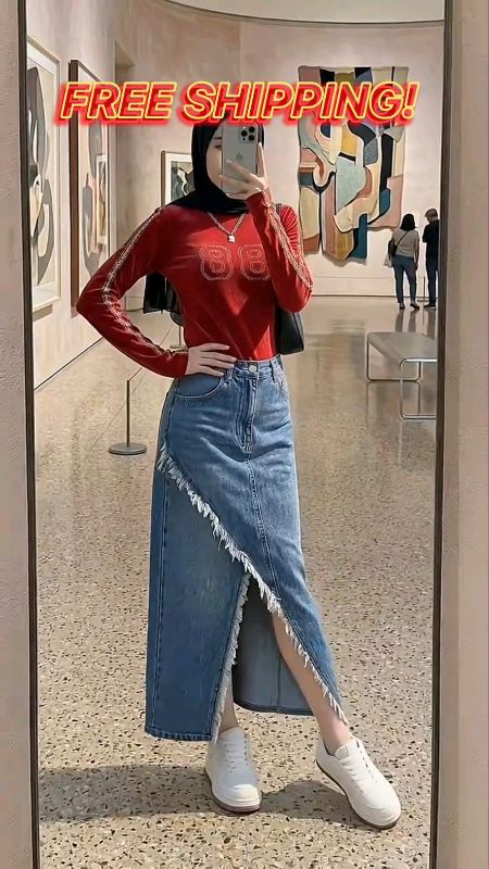 #skirt#skirtwithslit#denimskirt