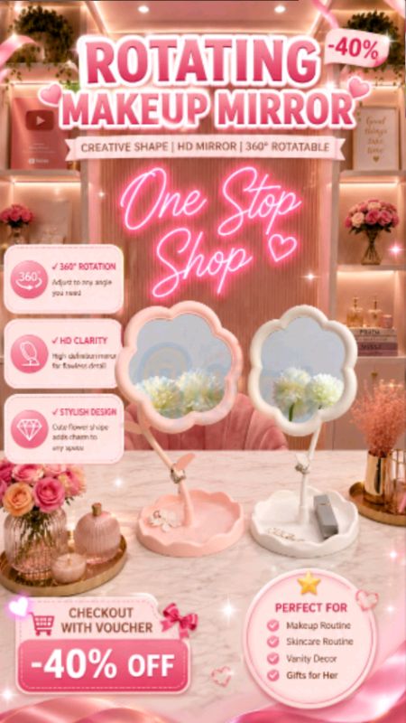 Rotatable flower mirror#ShopeePHCommsXTRA #MasMuraSaShopee #shopeeph #fyp #foryou #trending #mirror