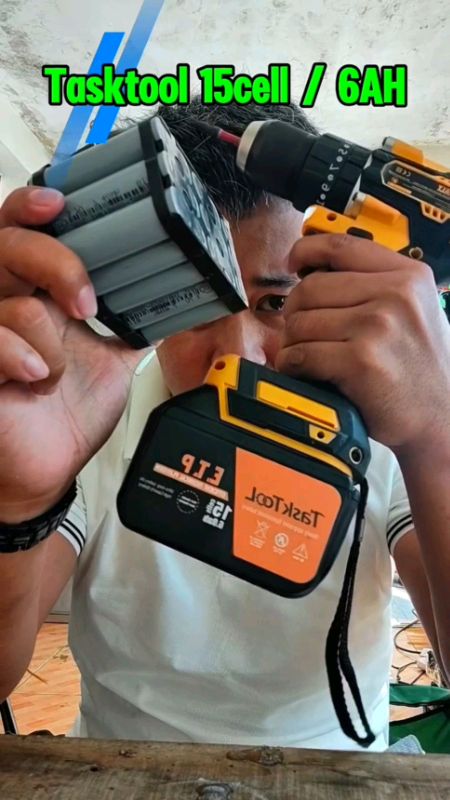 TaskTool 21V Cordless Drill Battery Lithuim battery 15cells 6000mAh #tools #powertools #battery #lithiumbattery #powertoolsbattery #MasMuraSaShopee