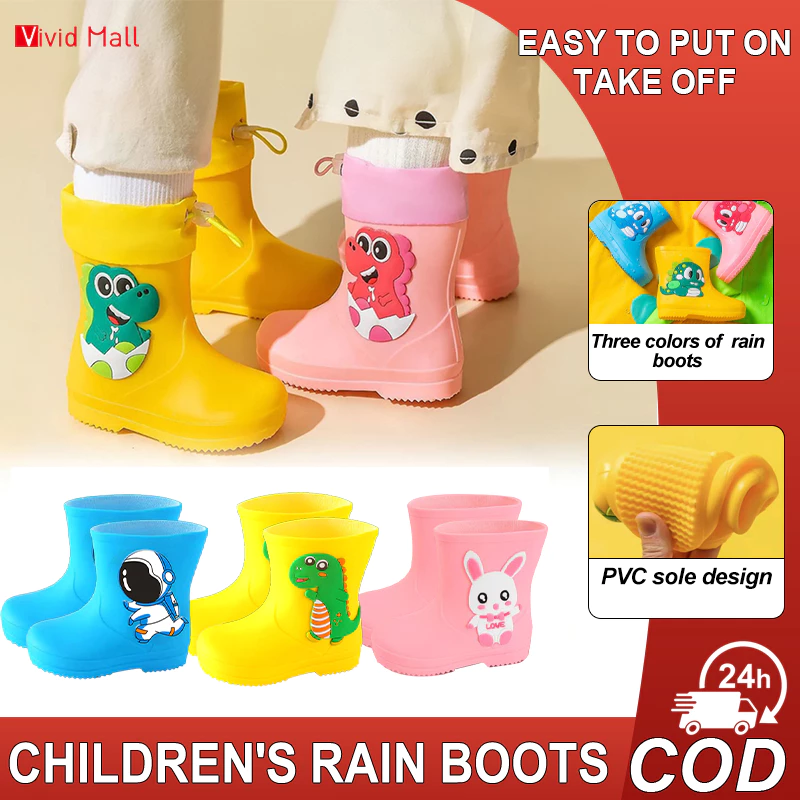 Vivid Kids' Waterproof Rain Boots Non Slip Rubber Shoes Cartoon Rainy Shoe For Boy&Girl 2 8 Years