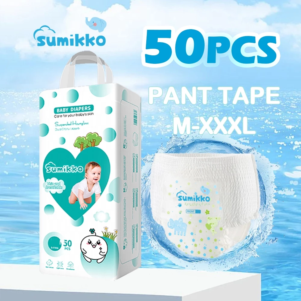 Sumikko 50 PCS Baby diaper Pants ,M ,L,Xl,Xxl,Xxxl Unisex Ultra thin and dry Breathable diapers