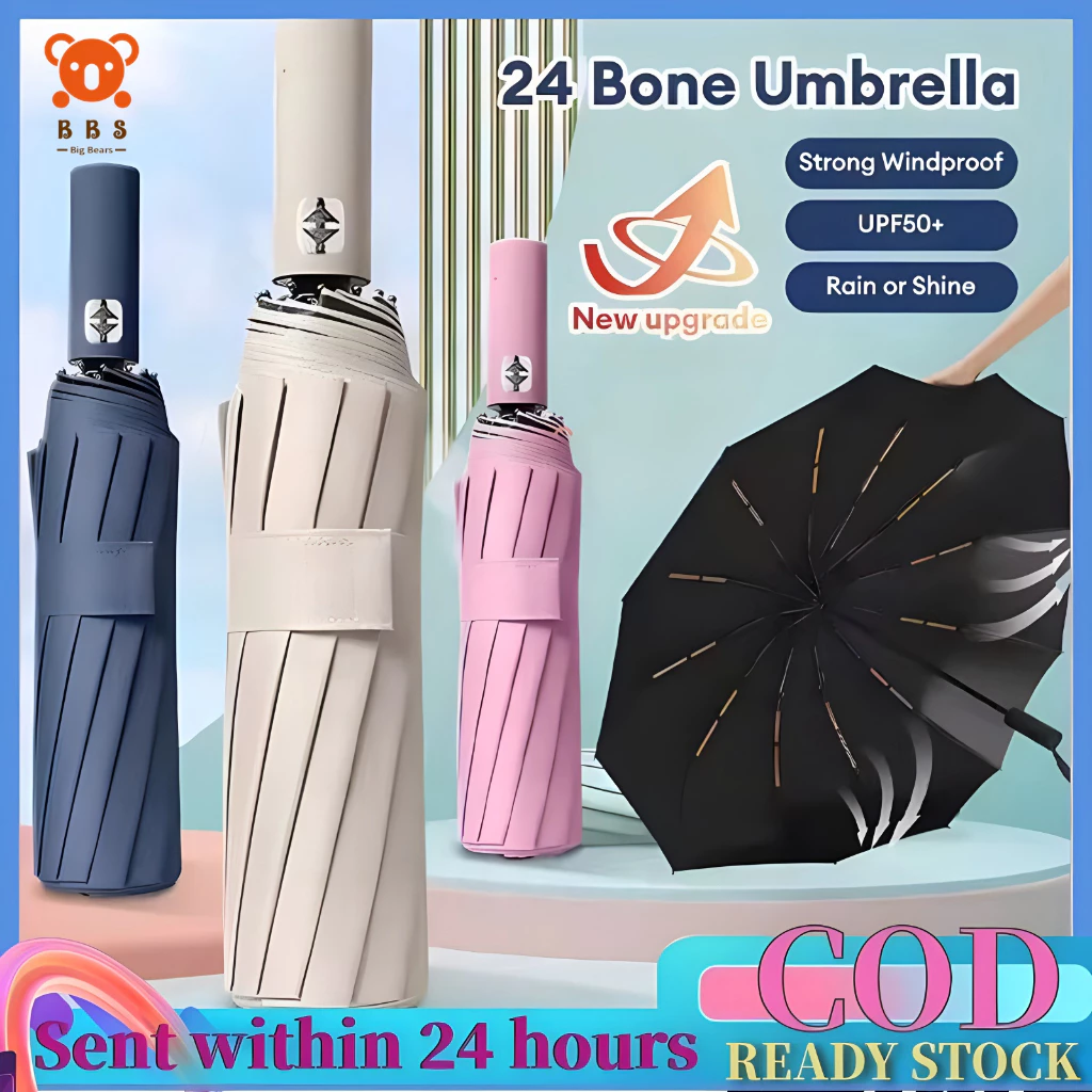 24 Ribs Umbrella Folding Automatic Windproof Large Automatic UV Umbrella Payong Umbrella