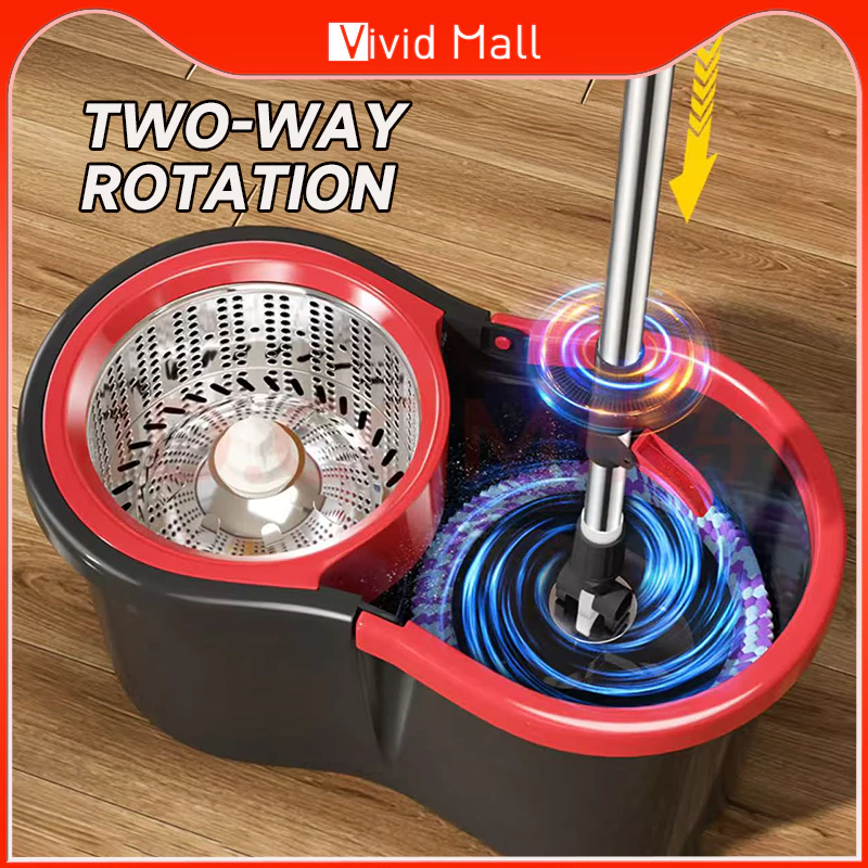 Vivid Mop With Spinner 360° Spin Mop Bucket Set Double Mop Head Mop For Floor Cleaning