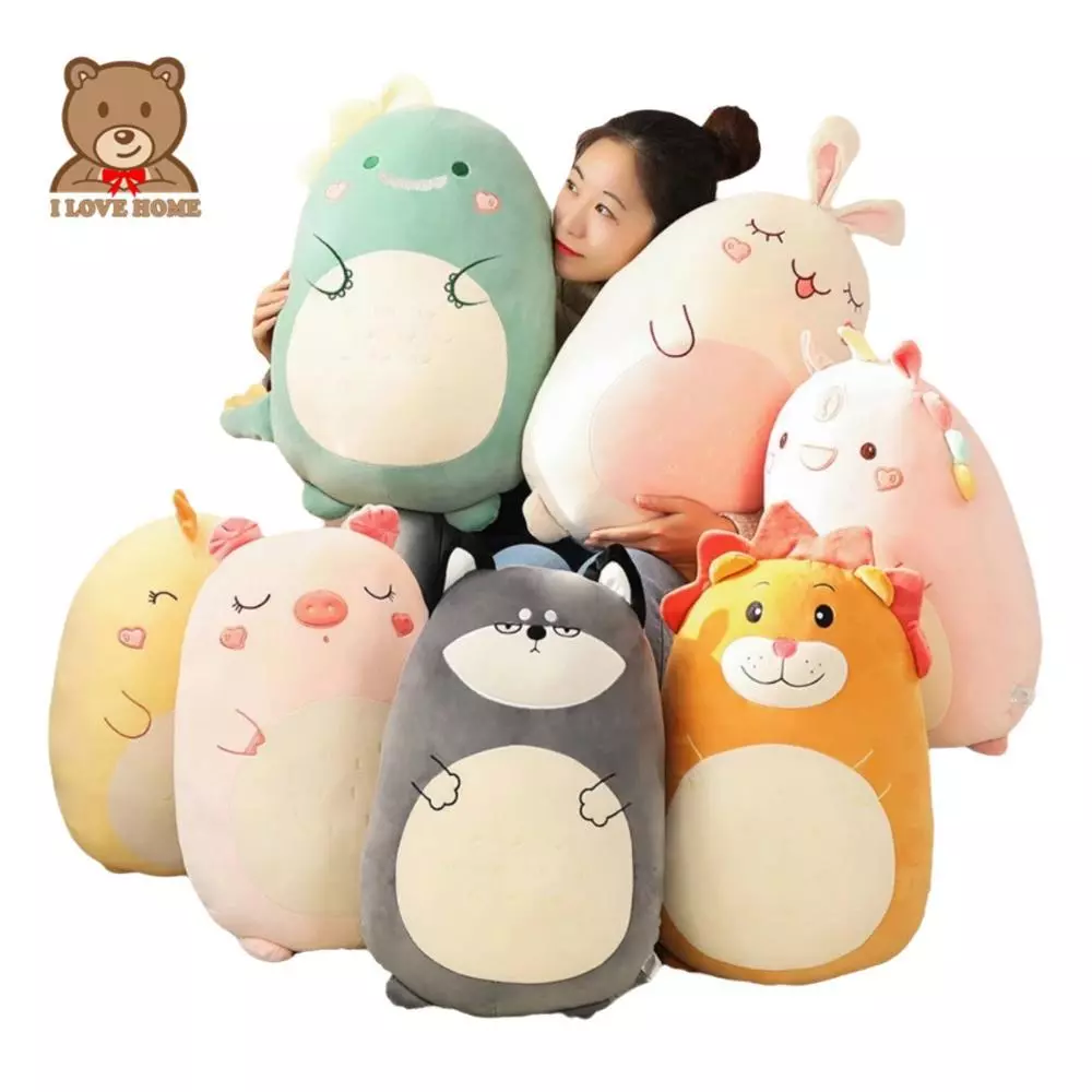Animal soft pillow plush toy bed sleeping cushion girlfriend gift dinosaur husky doll
