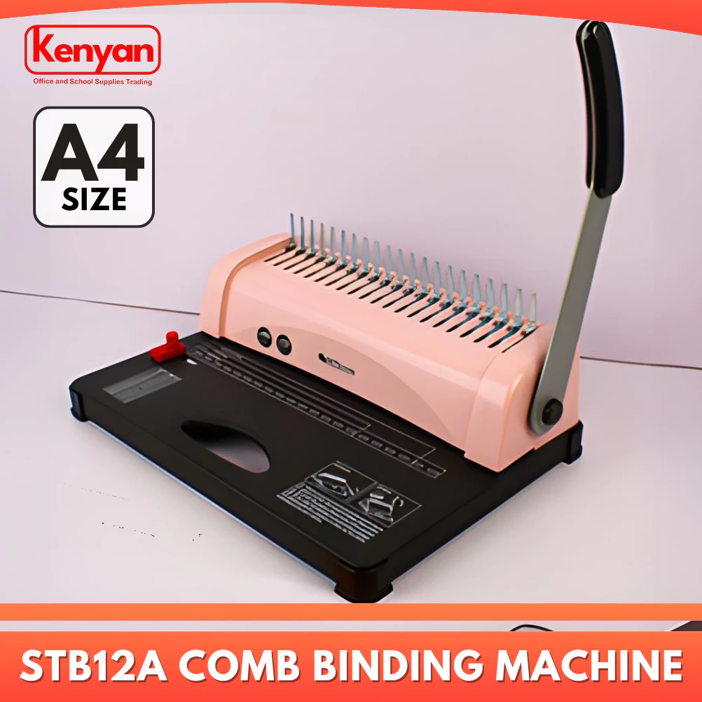 Comb A4 Binding Machine STB12A Pink & Mint Green 21 Hole Binder Officom (12sheets Punched)
