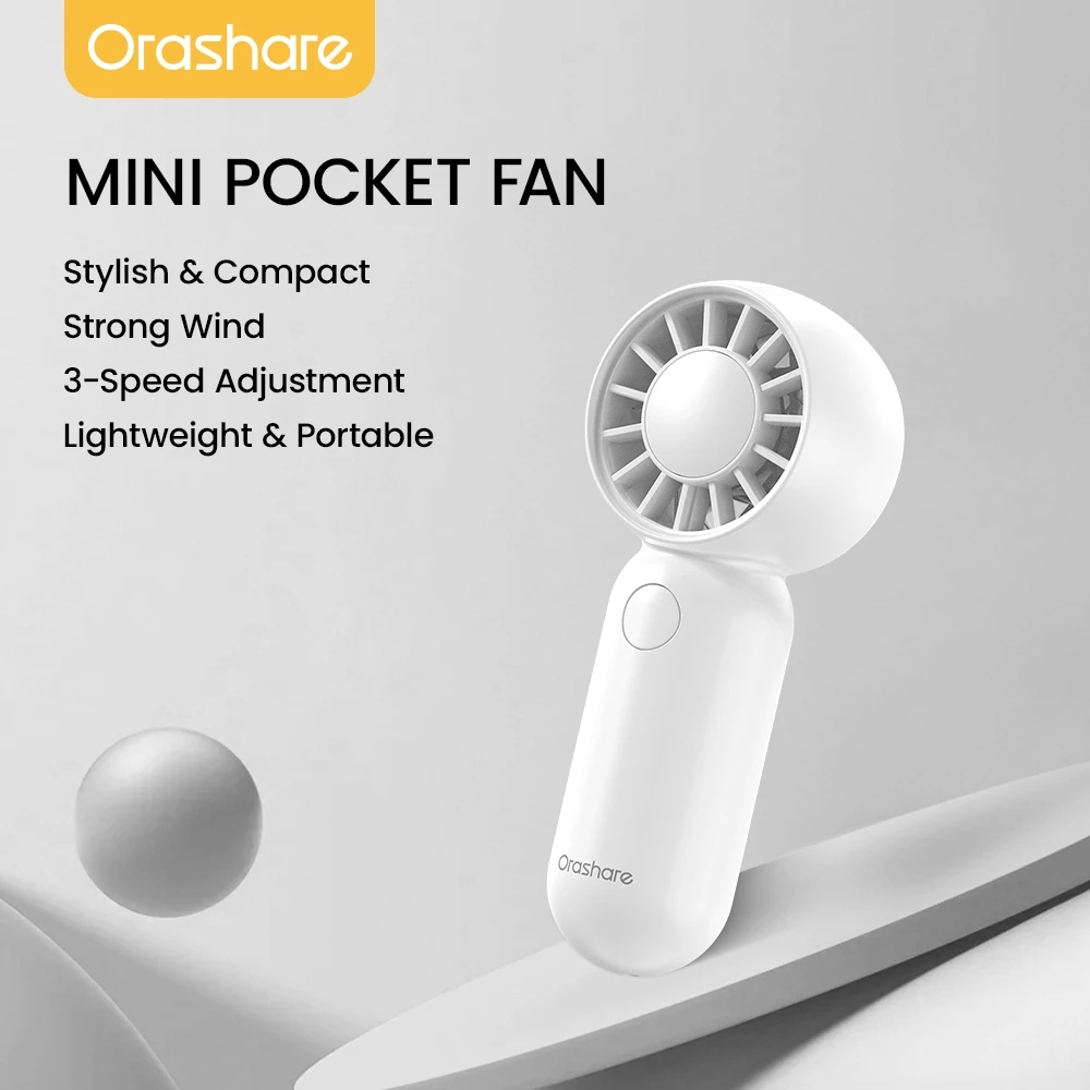 Orashare HF15 Super Mini Fan Portable Baby Handheld Fan 3 Speed Wind Ultra Lightweight with Lanyard