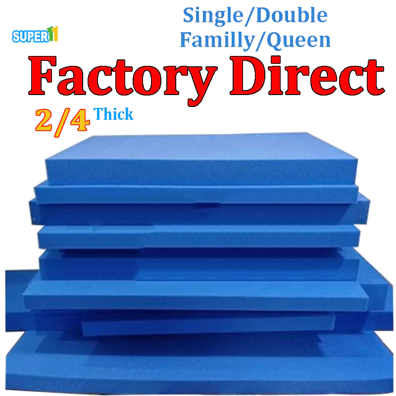 SUPER11 Foam Bed 2 4 Inch Thick Factory Direct High Density Foam Mattress with Cover All Sizes