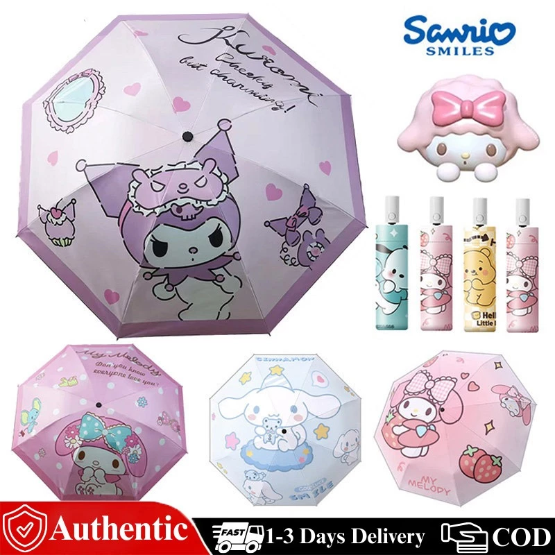 Sanrio Cartoon Foldable Umbrella Kuromi My Melody Rain&Sunny Anti UV Umbrella For Kids Student Gift