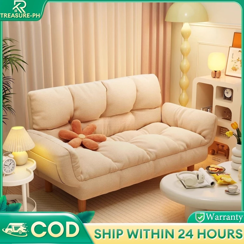 Nordic Foldable Sofa 1 2 Seater Adjustable Armrest&Backrest Sofa Bed Simple&Modern Fabric Sofa Bed