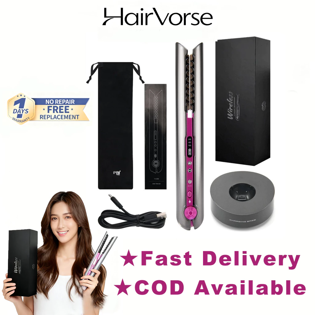 Hairvarse Professional Ceramic Flat Iron 2 in 1 Cordless Hair Straightener and Curler Rechargeable