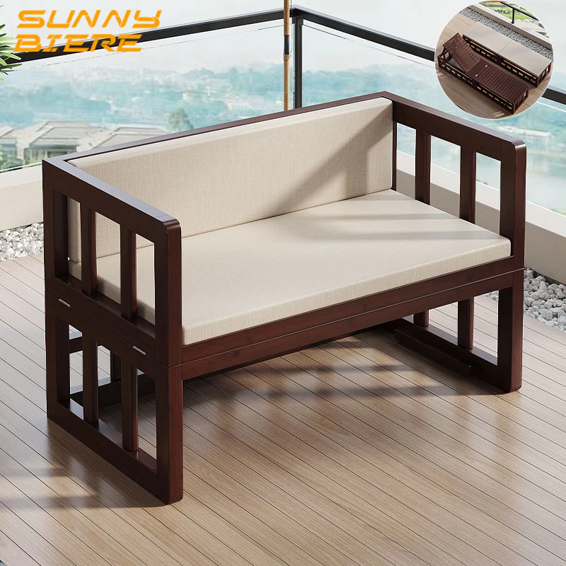 Bamboo Sofa Chair Folding Sofa Adjust The Angle Brown Modern Sofa Bed Couch Lounge Double Seat