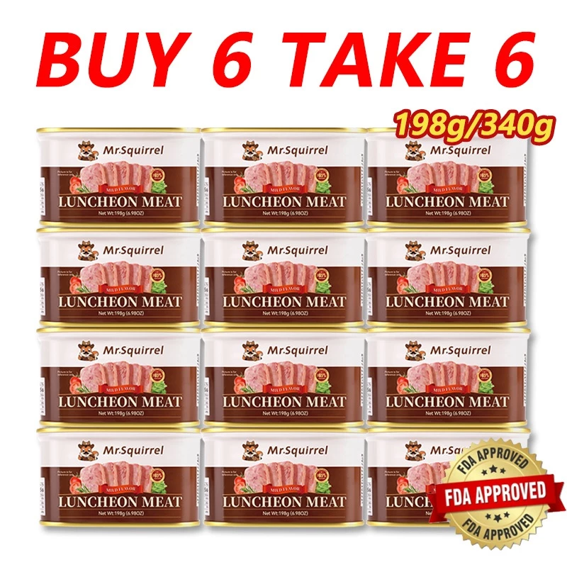 Mr.Squirrel 12PCS 198g 340g Luncheon Meat Original Pork & Chicken & Black Pepper