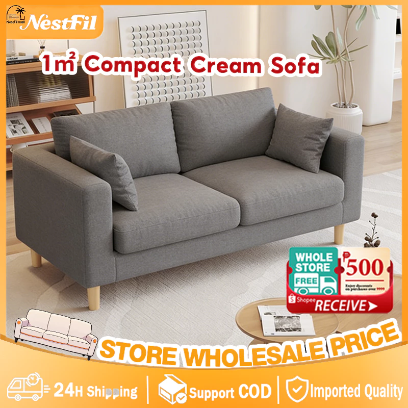 NestFil Sofa Breathable And Comfortable Lazy Sofa Solid Wooden Sofa Space Saving Compact Cream Sofa