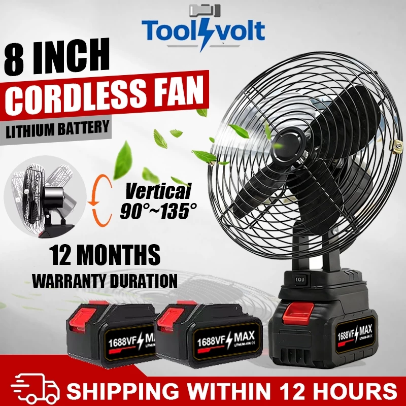 Cordless Fan 8 Inch Portable Fan Rechargeable Fan High Power Outdoor Desktop Cooling Fans Adjustable