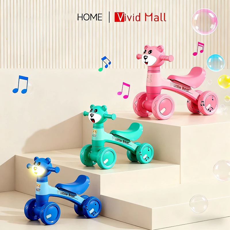 Vivid Music Balance Bike For kids Car For Kids Baby Girl Baby Toddler Sliding Scooters With Bubbles