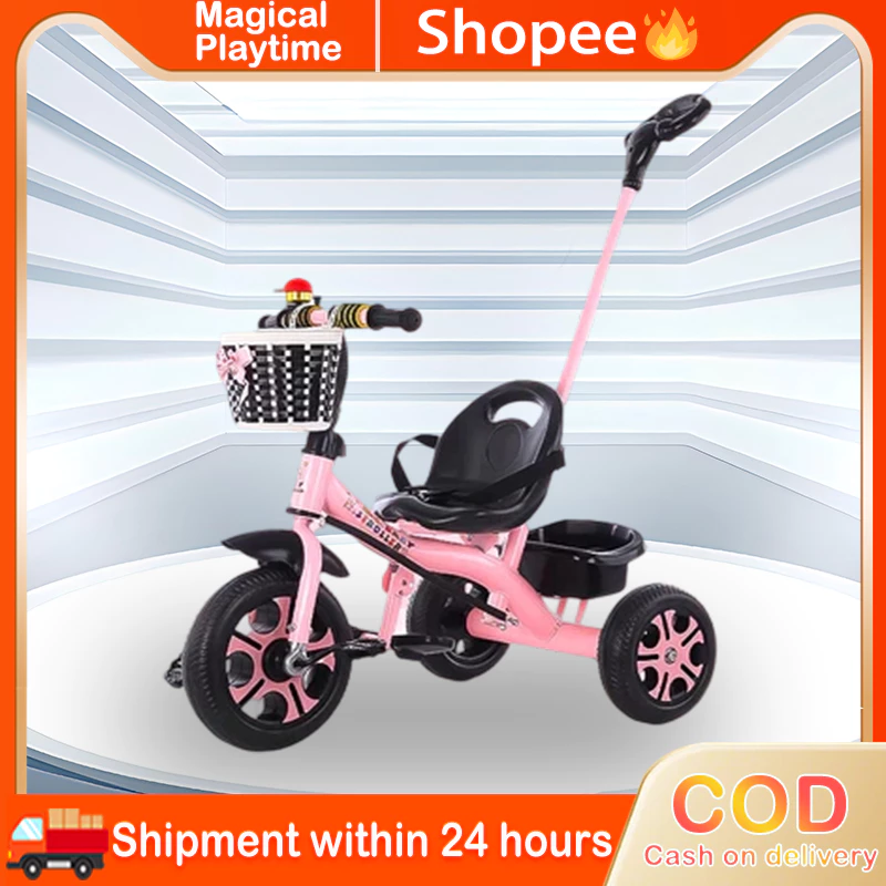 Bike for kids girl and boy 3 wheels Stroller bike for baby with Push Handle and basket 1 8 years