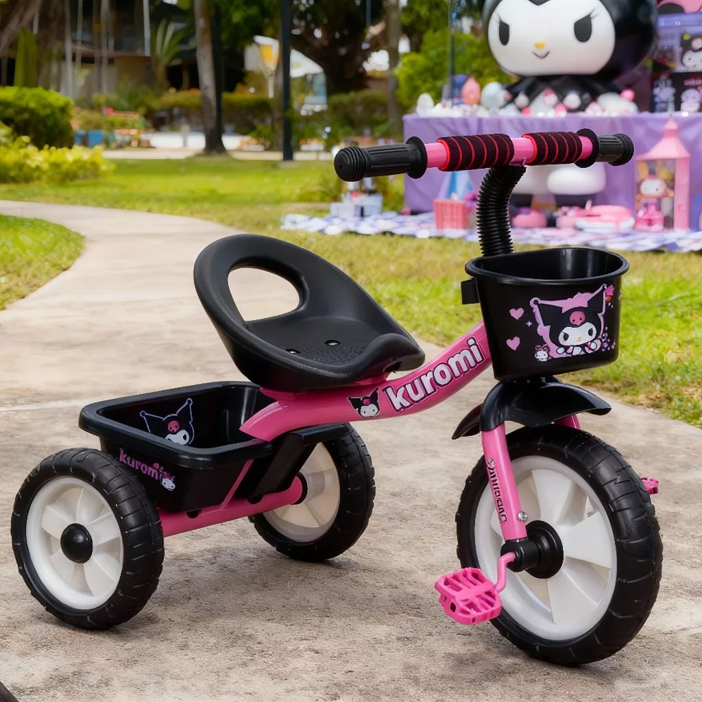 kid's Tricycle 2 3 5 Girls Boys Baby Pedal Bicycle Ride Ons Bike with Basket Pink & White Design