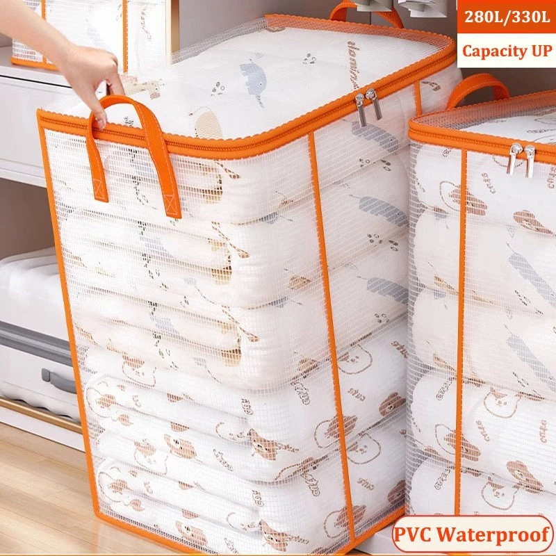 Large Capacity 330L Storage Bags Waterproof Clothes Wardrobe Organizer Foldable Moving Storage Bag