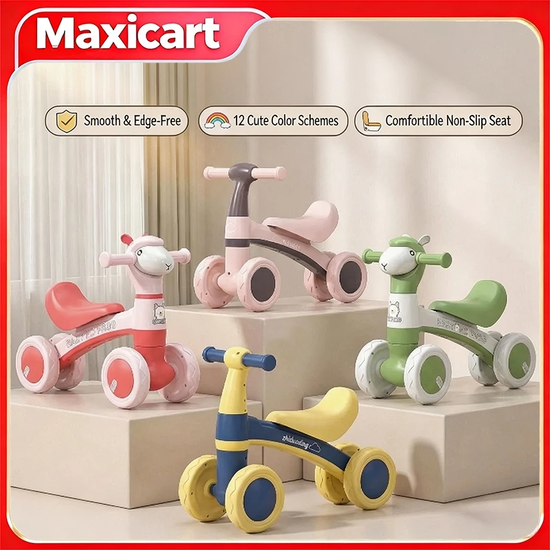 Maxicart Balance Bike for Kids Boy Girl 1 2 3 Years Old Toddler Baby with Adjustable Seat Bicycle