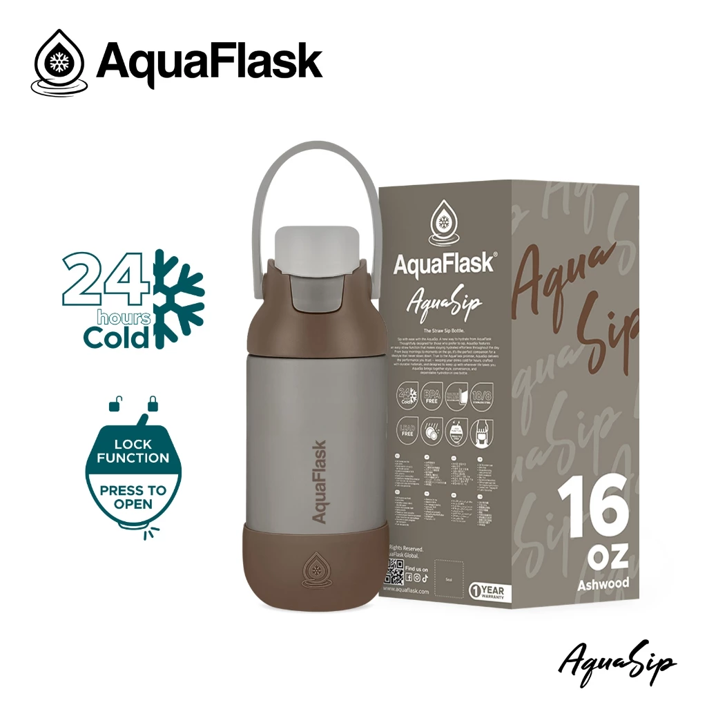 AquaFlask AquaSip Stainless Steel Water Bottle (16oz 22oz 32oz)