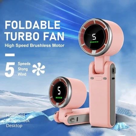 N607 Turbo Fan 3in1 3600mah USB Rechargeable Foldable Easy Carry Hand held Fan LED Display Turbo Fan
