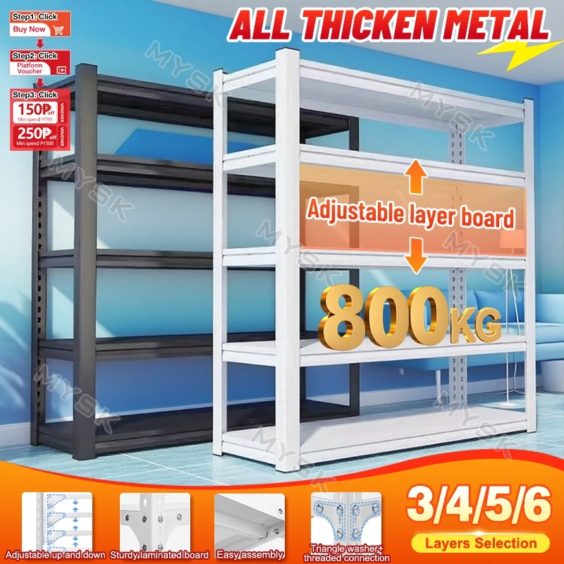 Metal Storage Rack Heavy Duty Shelf Boltless Adjustable 3 4 5 6 Tier Organizer for Warehouse