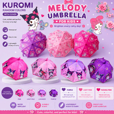 Kids Umbrella, 19 Inches Random Design Lightwieght AND Durable , Rainy AND Sunny Protection
