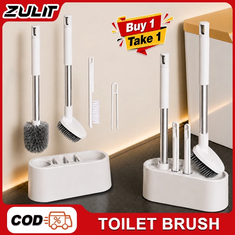 Zulit 4 in 1 Toilet Brush Set Toilet Brush Cleaner With Holder Brush For Bathroom Cleaning 316 SS