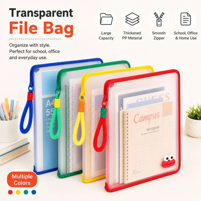 Gooday Transparent Document Organizer Zipper Bag Large Capacity File Storage Bag School Supplies