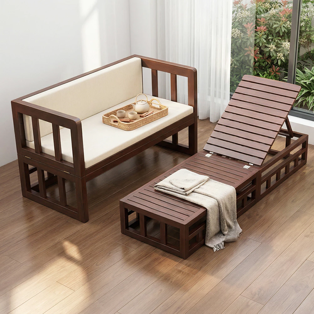 2 in 1 Wooden Folding Sofa Bed Convertible Couch Daybed with Cushion Space Saver Furniture
