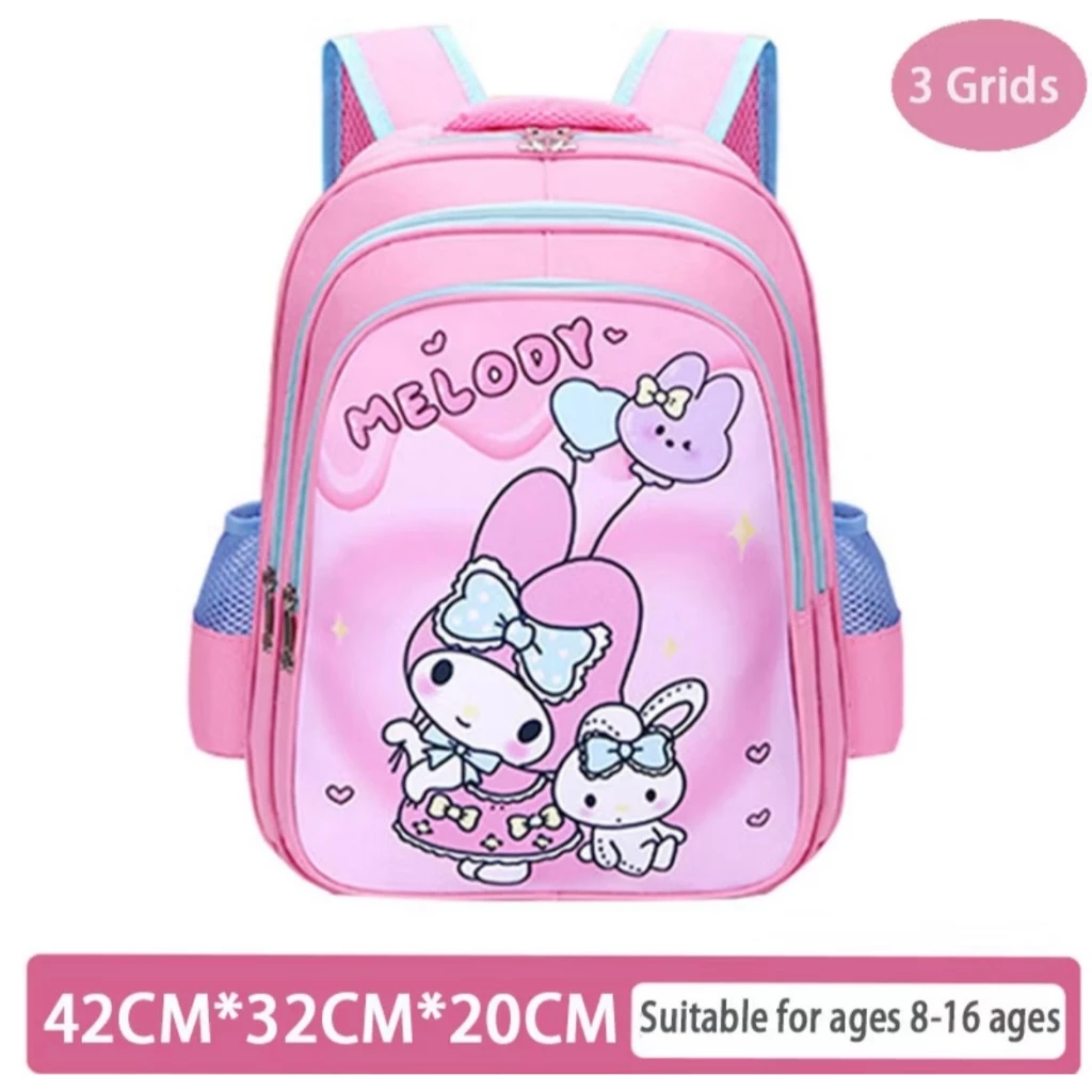 Large Capacity Backpack Set Kawaii Pastel Design for Teen Girls with Cartoon Patches