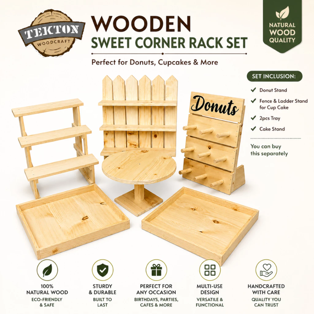 Wooden Sweet Corner Rack (sold per pc) | Dessert Display Stand for Events and Parties
