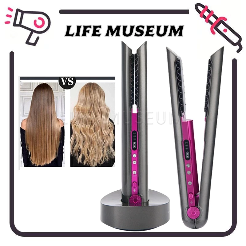Wireless hair straightener Professional Hair Straightener and Curler Iron Mini Travel Flat Iro