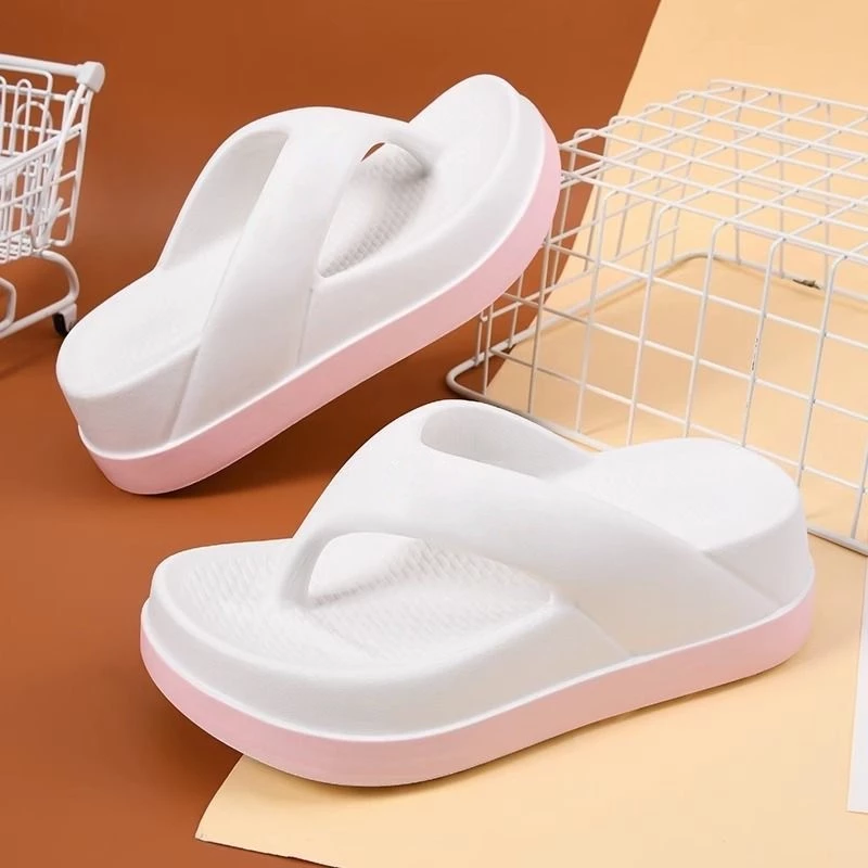 Korean Fashion Slippers for Women Thick Sole Outdoor Slippers Beach Anti Slip Flip Flops#WT395