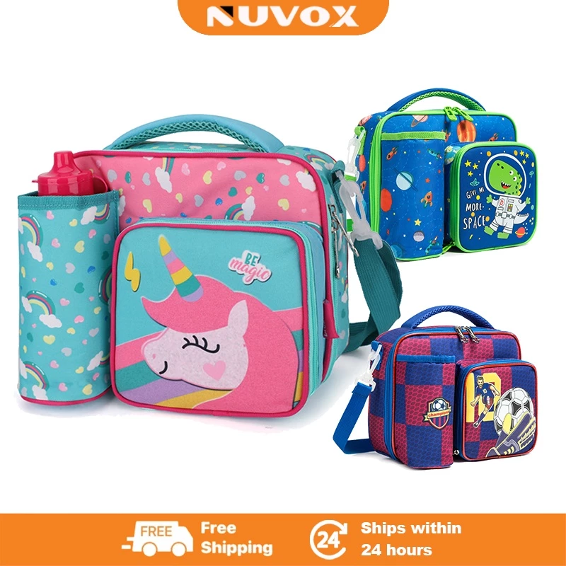 Lunch Bag For Kids Waterproof Insulated Thermal Handbag WIth Cute Pattern Adjustable Shoulder Straps