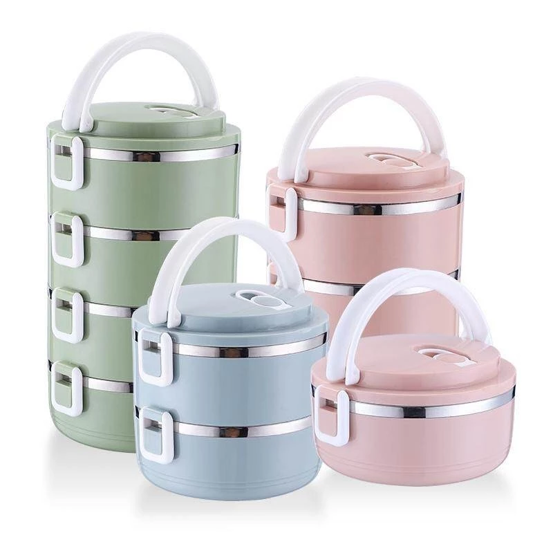 WG Stackable Thermal Lunch BOX Stainless Steel Food Bento Portable Home Insulated Meal BOX