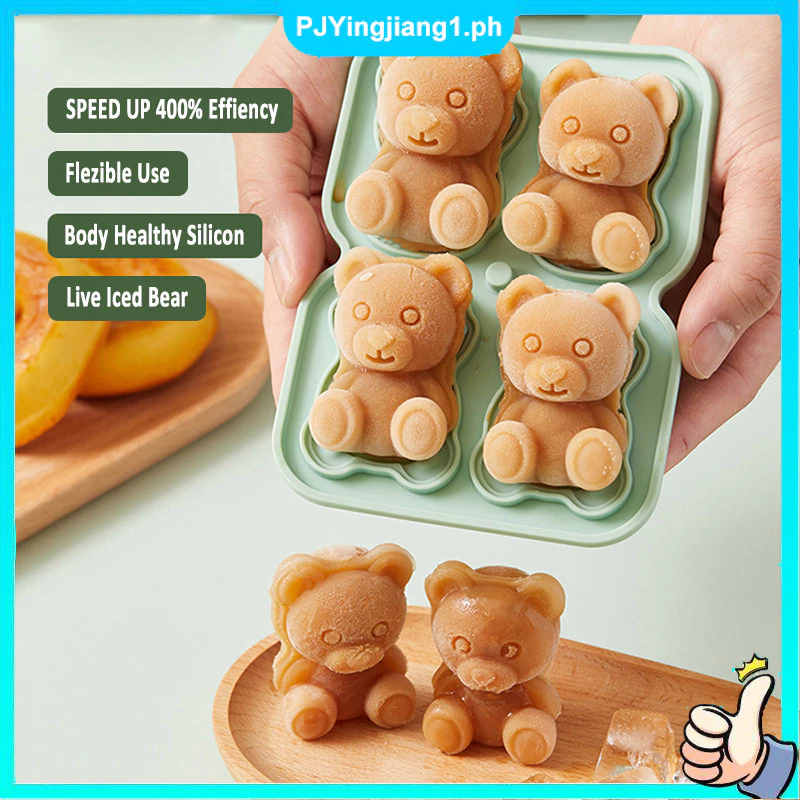 Bear Ice Molds Ice Cube Trays 3D DIY Cartoon Drink Ice Coffee Juice Cocktail Bear Silicone Molds Summer Kitchen Tools