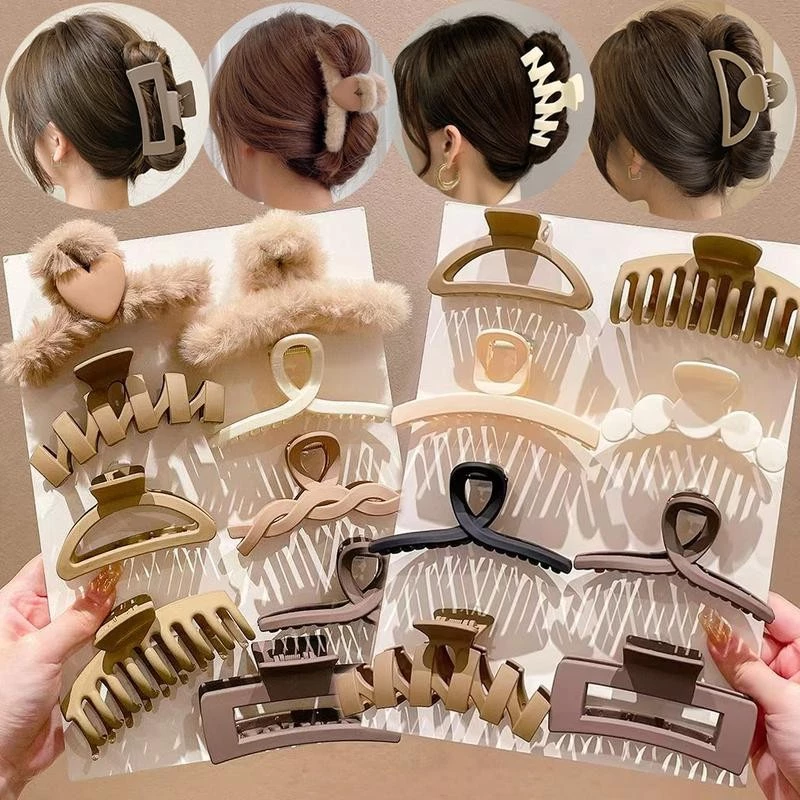 Plush Hair Claw Clips Set for Women Hairpins Hair Tie Stretch Rubber Hair Set Accessories