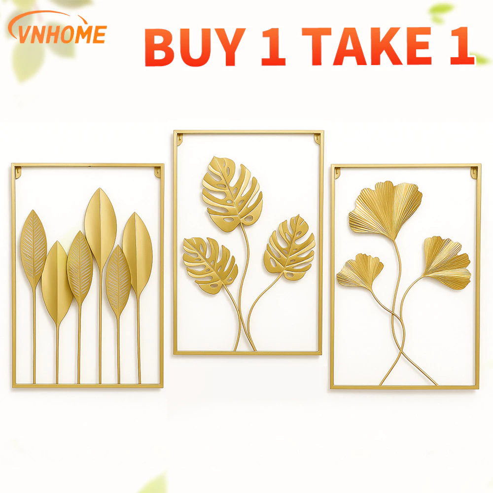 Metal Wall Decor with Square Frame Leaf Art Gold Frame Leaves Artwork Frame Wall Decor Display