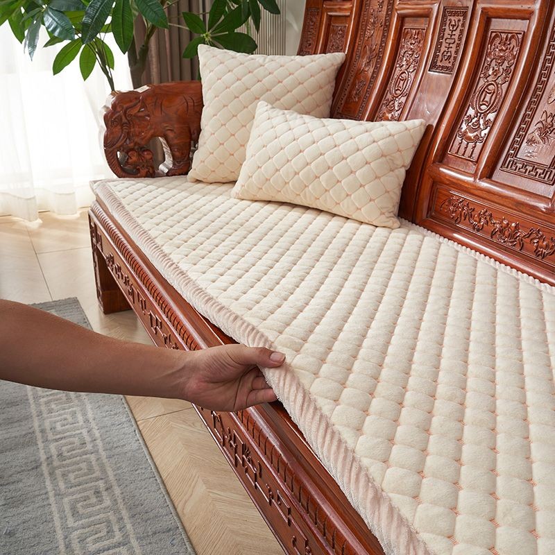 Thickened Wooden Sofa Seat Cushion Universal Solid Color Plush Non Slip Sofa Cushion Living Room Warm