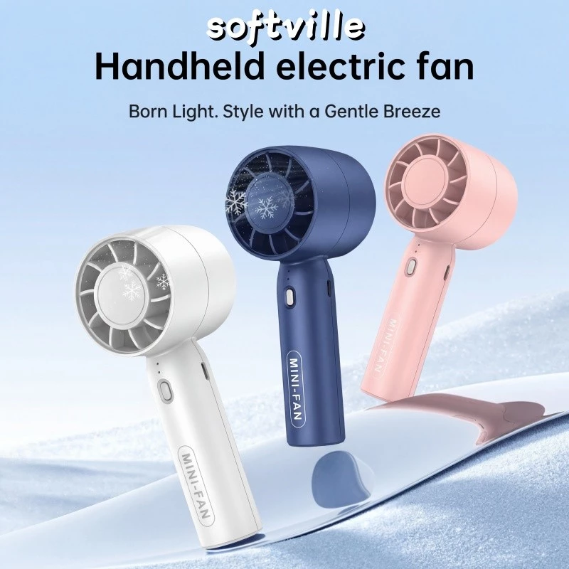 Free USB Rechargeable Mini Fan Adjustable High Wind Foldable Handheld with Long Battery Life