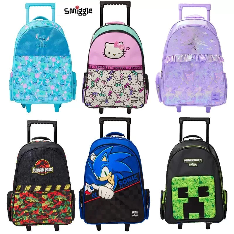 smigge Minecraft trolley backpack illuminated wheeled backpack children's primary secondarybag