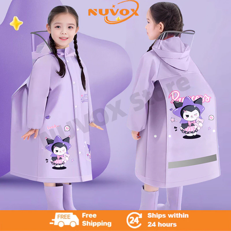 5 12 Yrs Raincoat for Kids Cartoon Animal student Backpack Waterproof PVC Waterproof Poncho