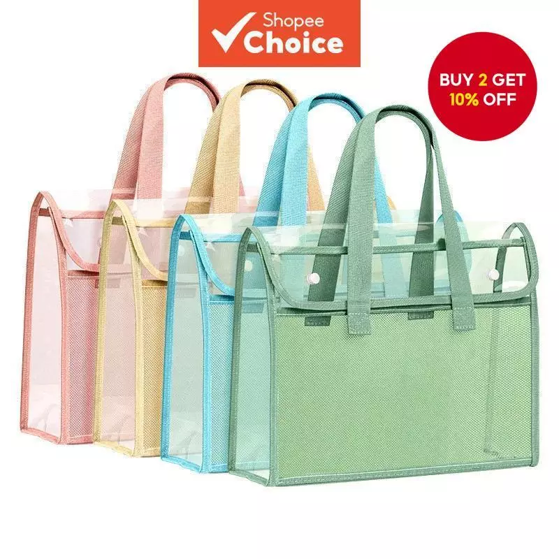 Large Capacity, Organizes Exams and Homework，Transparent A4 PVC Bag with Handle for Students