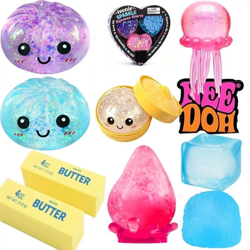 Squishy Needoh Ice Cube Dumpling Squishy Fidget Toy Stress Relief Pop Slime Kids Adults